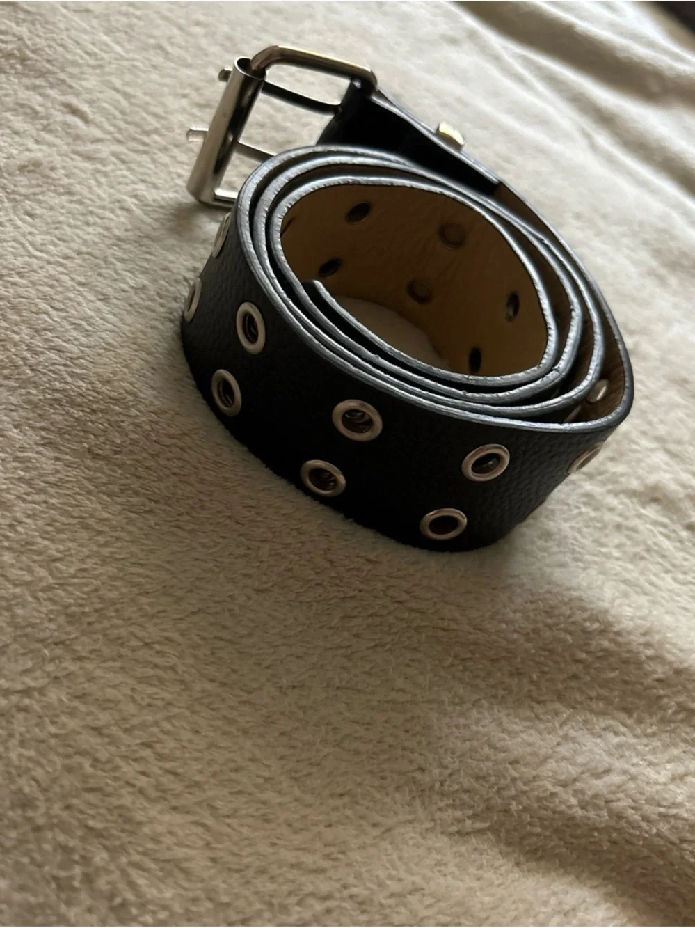 Black Leather Grommet Belt women’s  Fashion Accessory